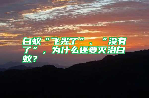白蟻“飛光了”、“沒有了”,為什么還要滅治白蟻?