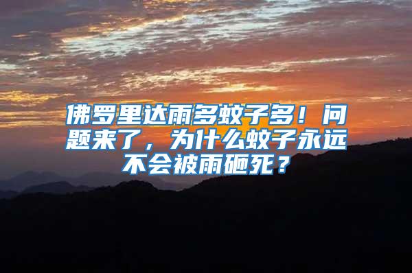 佛羅里達雨多蚊子多!問題來了,為什么蚊子永遠不會被雨砸死?