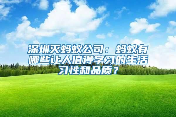 深圳滅螞蟻公司:螞蟻有哪些讓人值得學習的生活習性和品質?